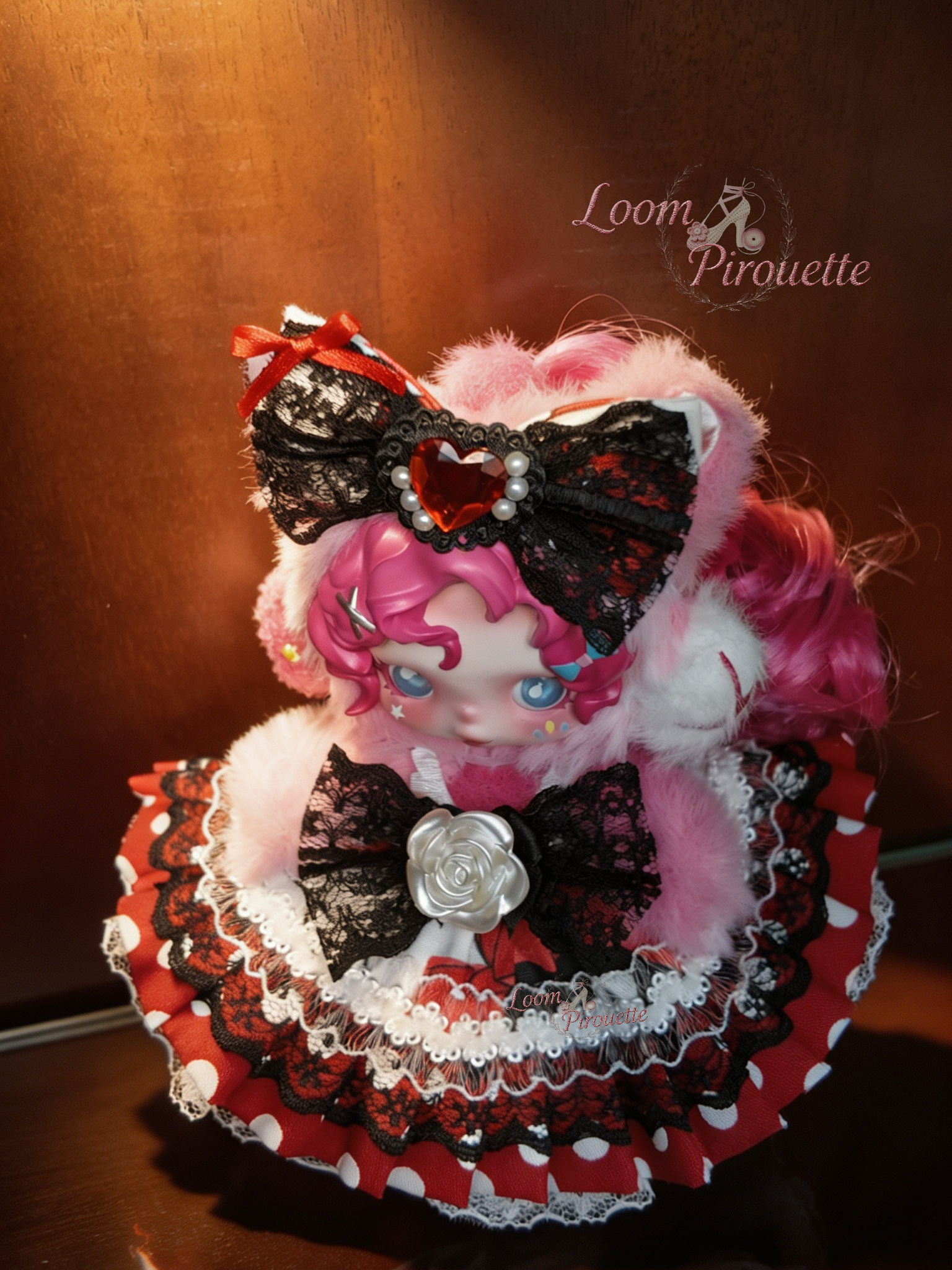 Skullpanda Handmade Clothes Set Outfit | Red Tiered Ruffle Dress