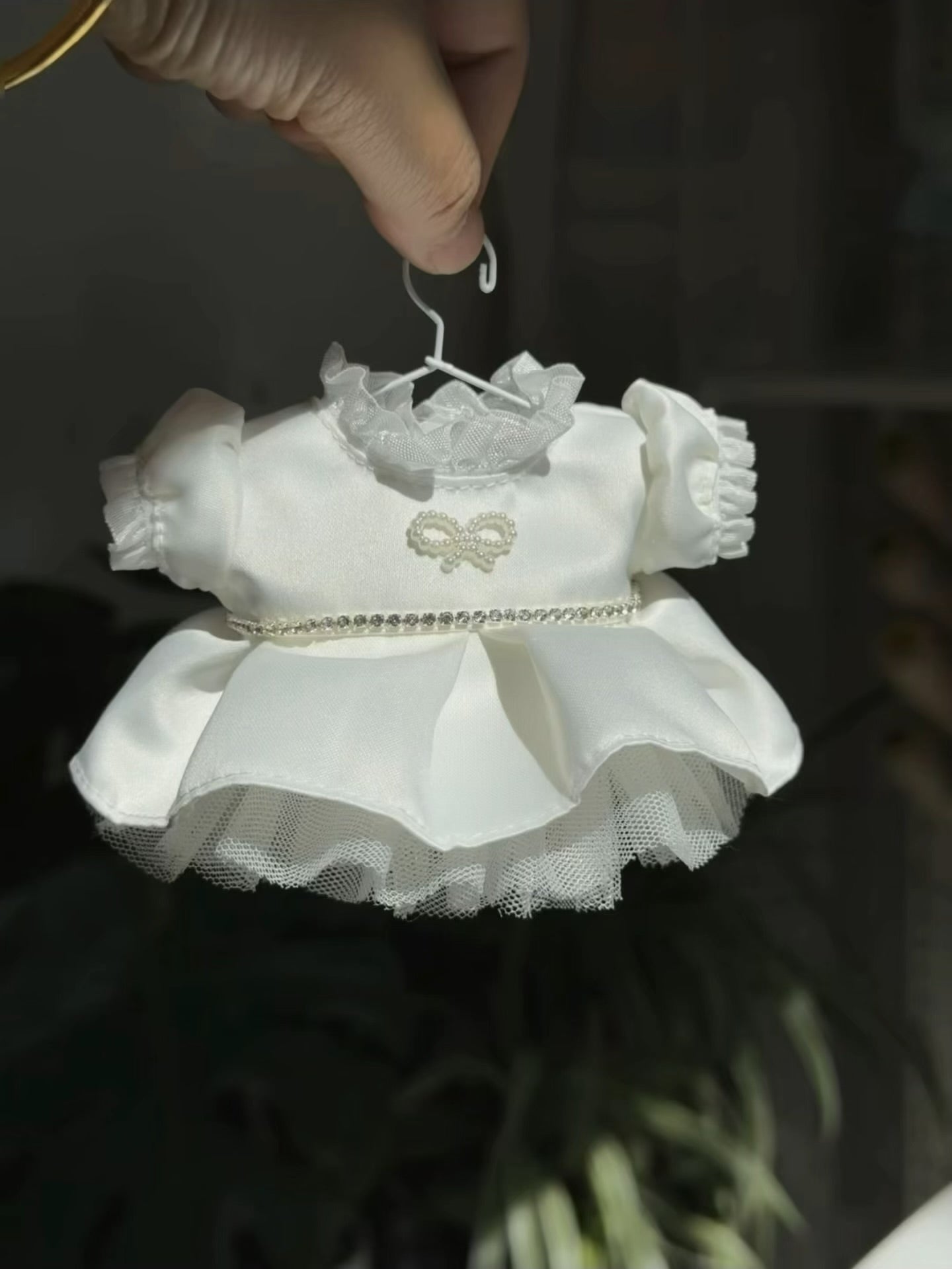 Labubu/Skullpanda Handmade Clothes Set Outfit | White Satin Formal Dress
