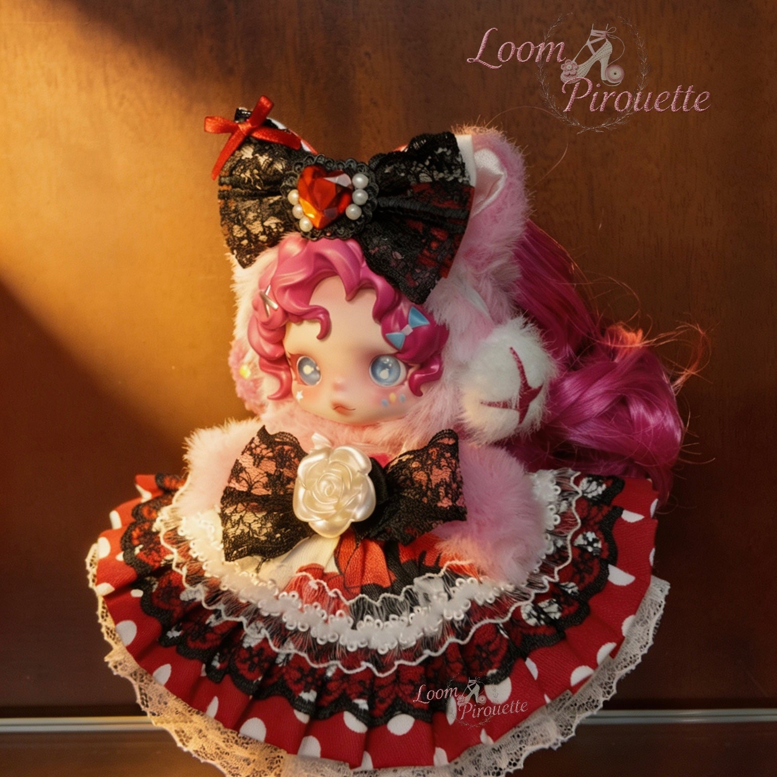 Skullpanda Handmade Clothes Set Outfit | Red Tiered Ruffle Dress