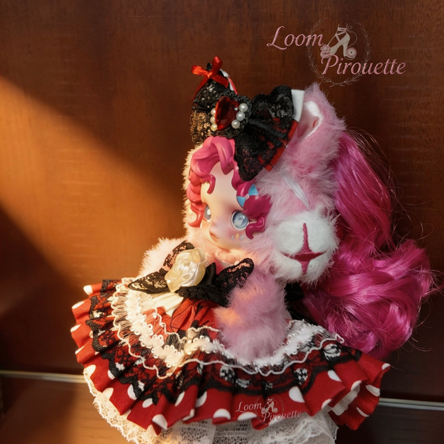 Skullpanda Handmade Clothes Set Outfit | Red Tiered Ruffle Dress