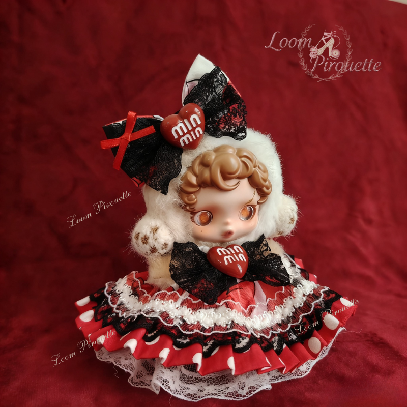 Skullpanda Handmade Clothes Set Outfit | Red Tiered Ruffle Dress