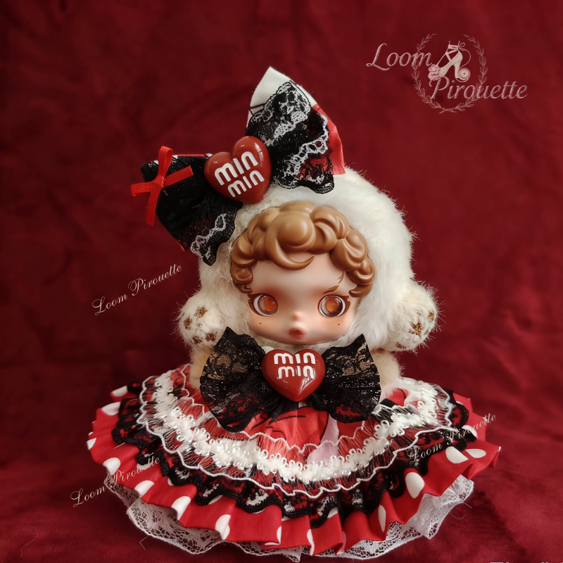 Skullpanda Handmade Clothes Set Outfit | Red Tiered Ruffle Dress