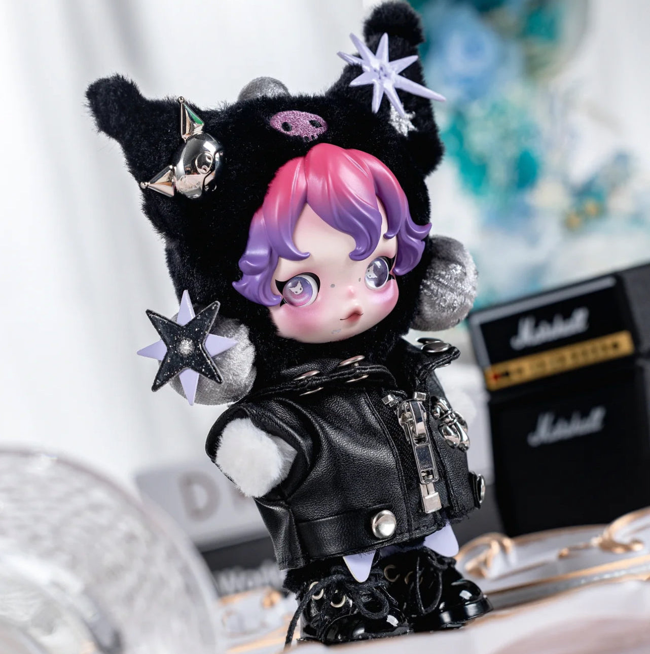 Skullpanda Handmade Clothes Set Outfit | Rebellious Kuromi Leather Suit