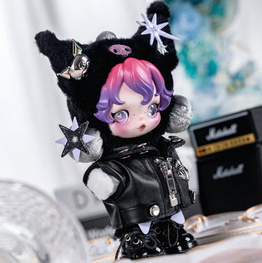 Skullpanda Handmade Clothes Set Outfit | Rebellious Kuromi Leather Suit