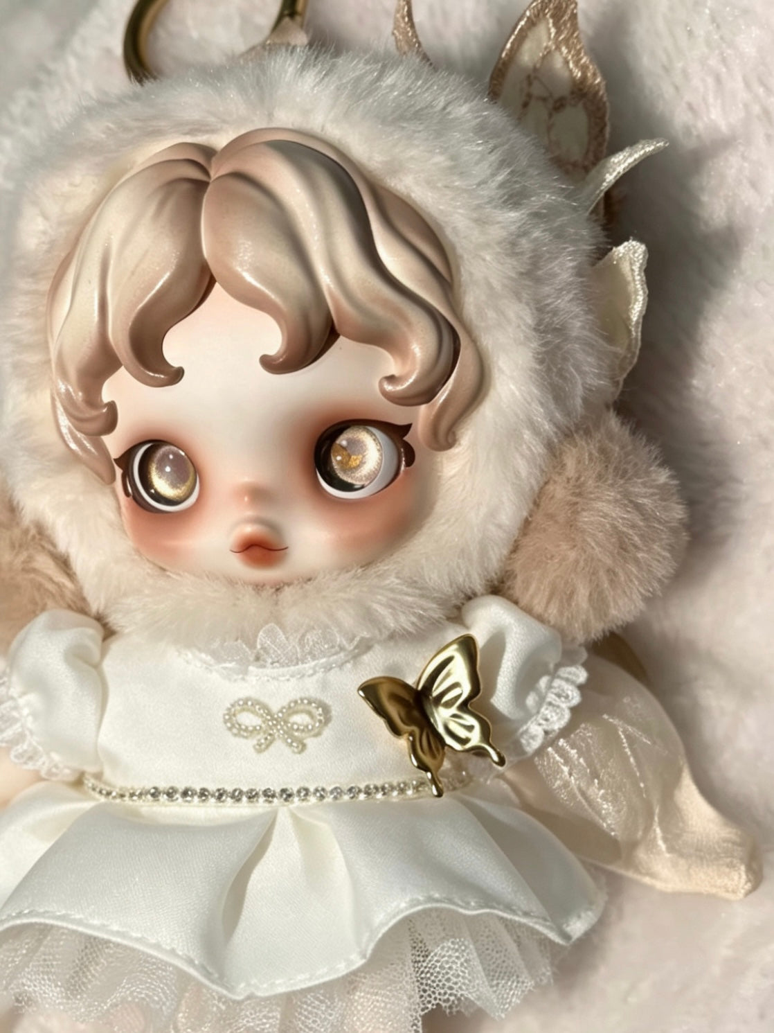 Labubu/Skullpanda Handmade Clothes Set Outfit | White Satin Formal Dress