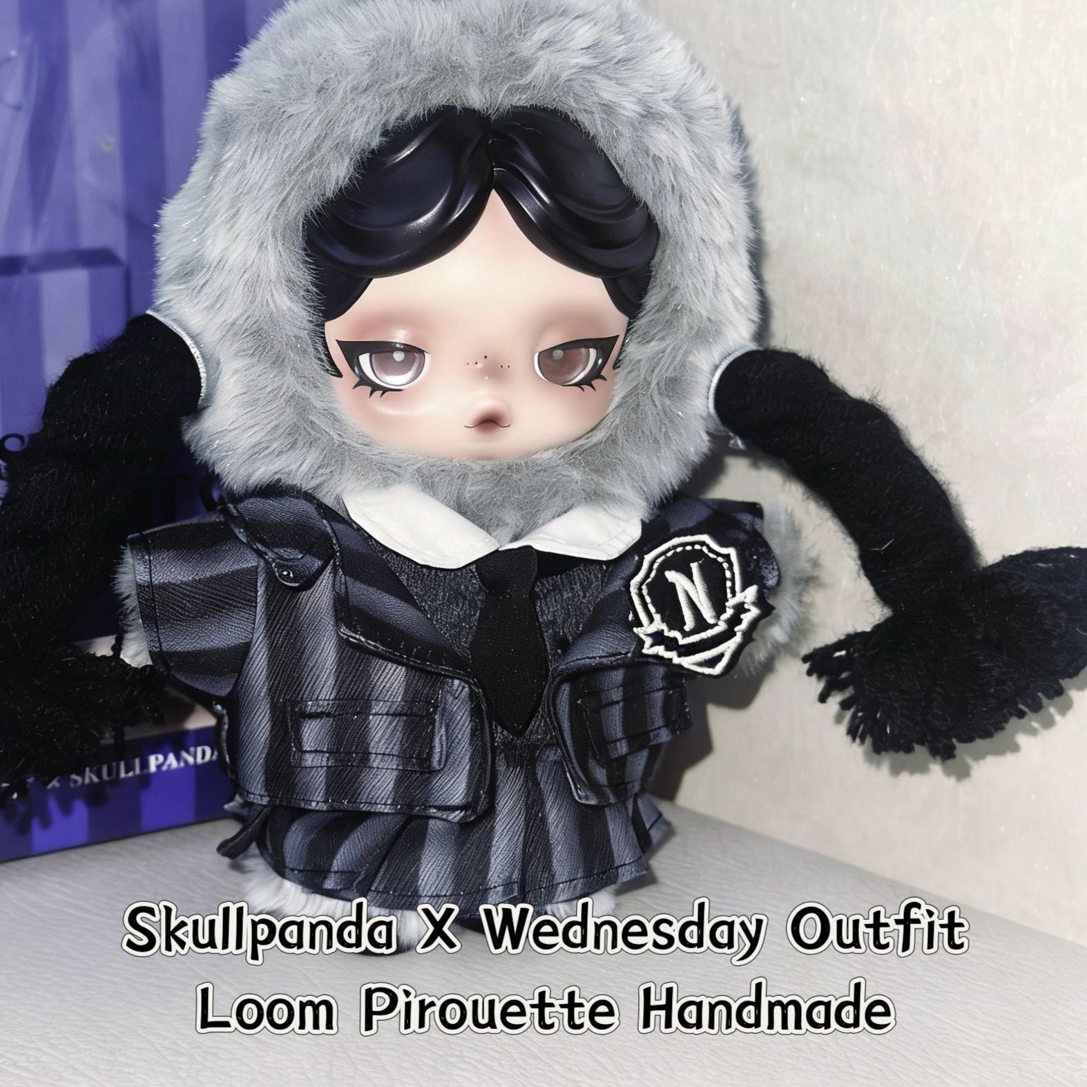 Skullpanda & Labubu Handmade Clothes Set Outfit | Wednesday Uniform