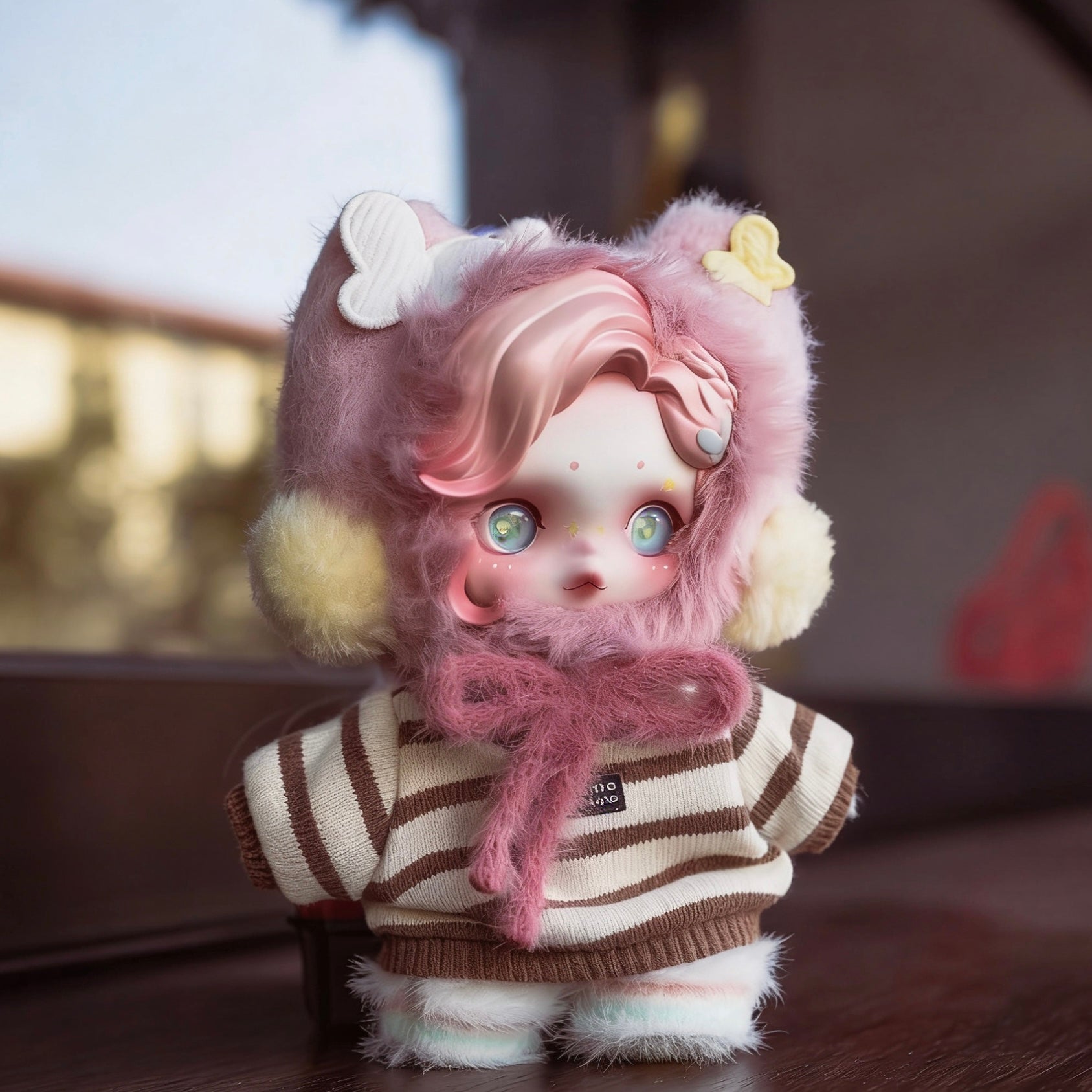 Skullpanda Handmade Clothes Set Outfit | Brown Striped Sweatshirt (a little bit oversized but super cute)