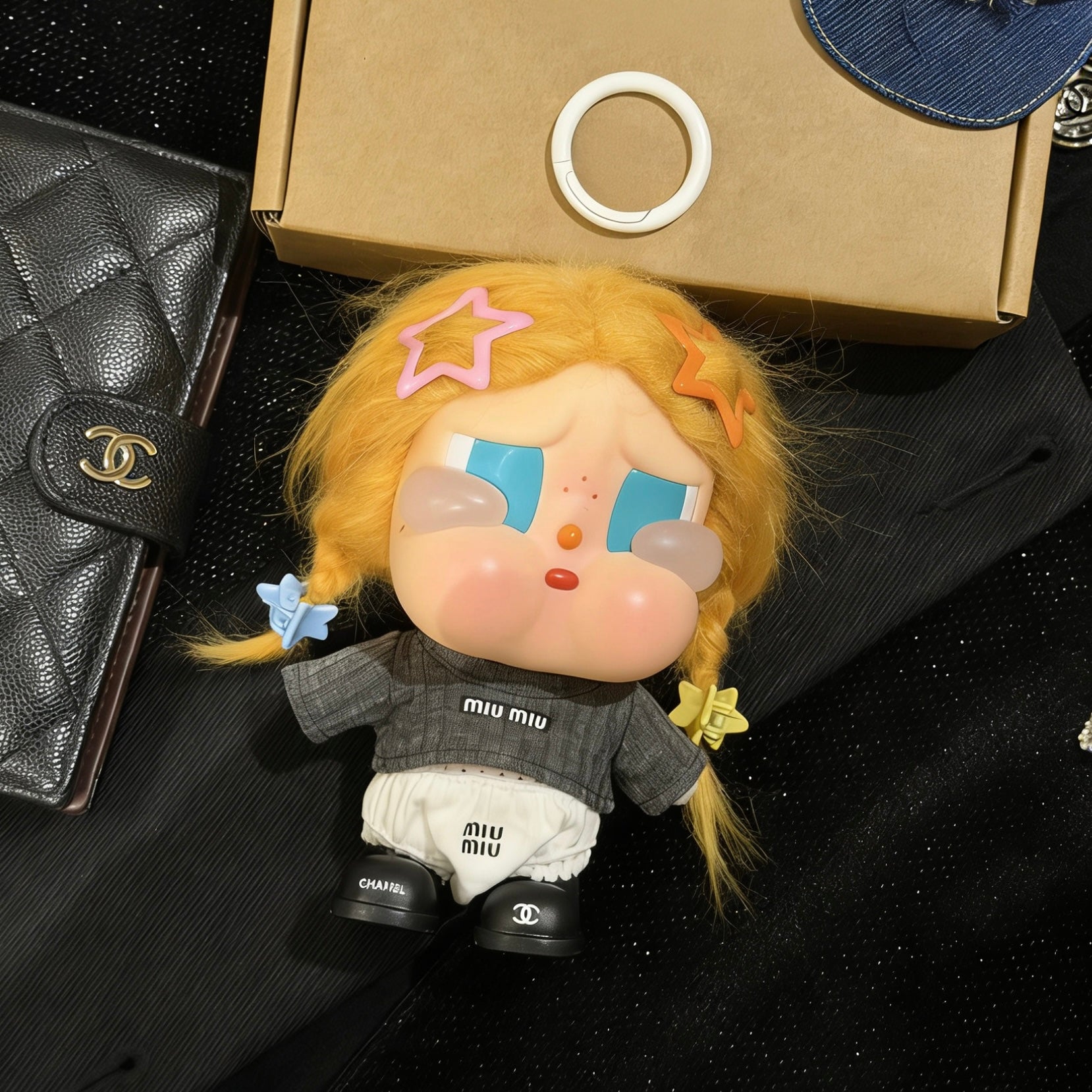 Crybaby Handmade Clothes Set Outfit | Miu Miu Top + Pants + Chanel Shoes+Hair Clips