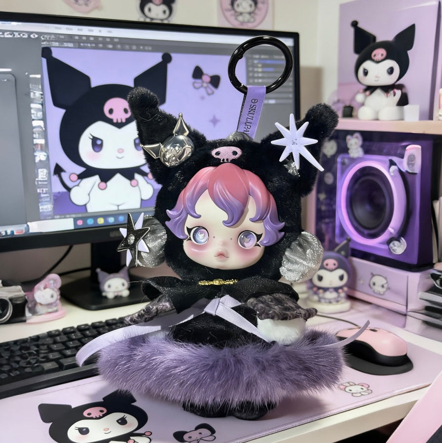 Skullpanda Handmade Clothes Set Outfit | Kuromi Fluffy Plush Skirt