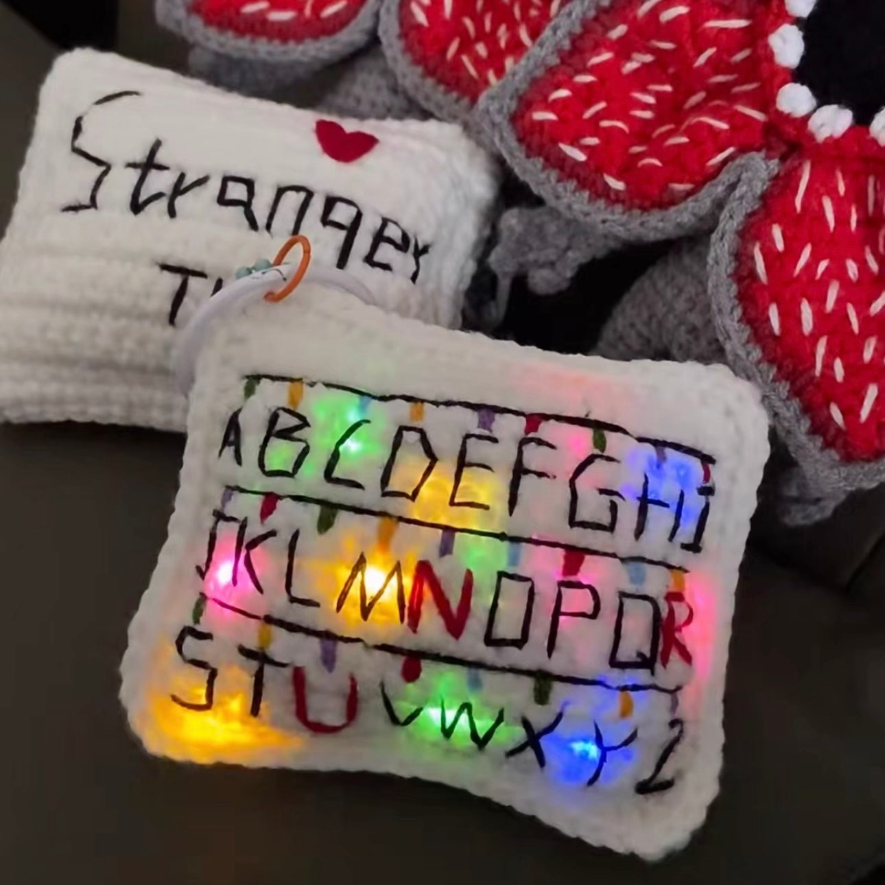 Handcrafted Stranger Things Demogorgon headpiece and the RUN alphabet light wall｜suitable for Labubu and Skullpanda