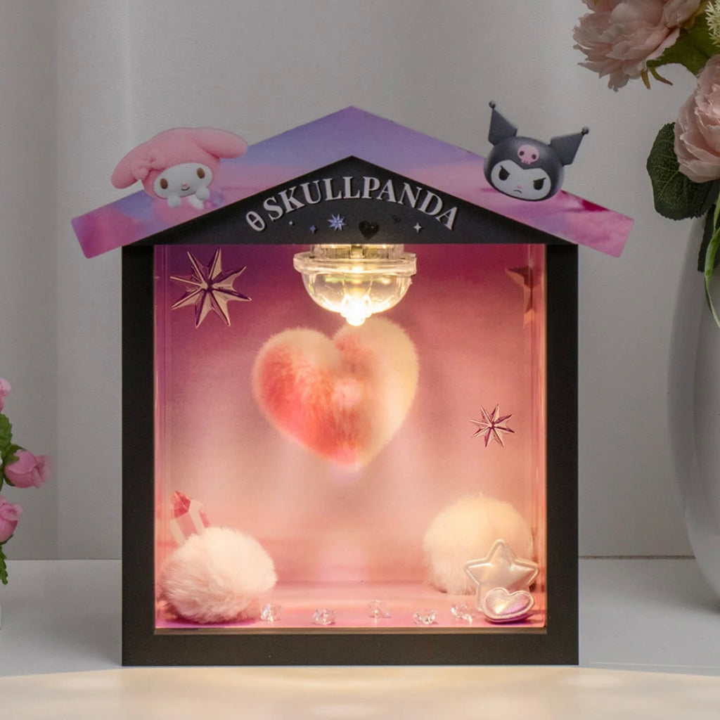 Doll Display Sweet Wooden House for Kuromi and Melody (with lights)