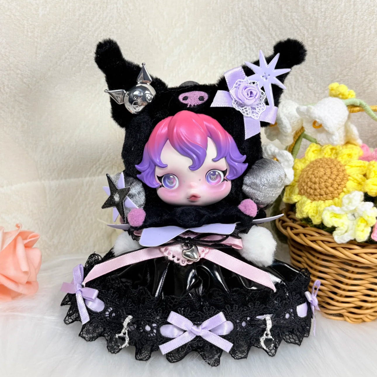 Skullpanda Handmade Clothes Set Outfit | Black Dress Set for Kuromi & Melody
