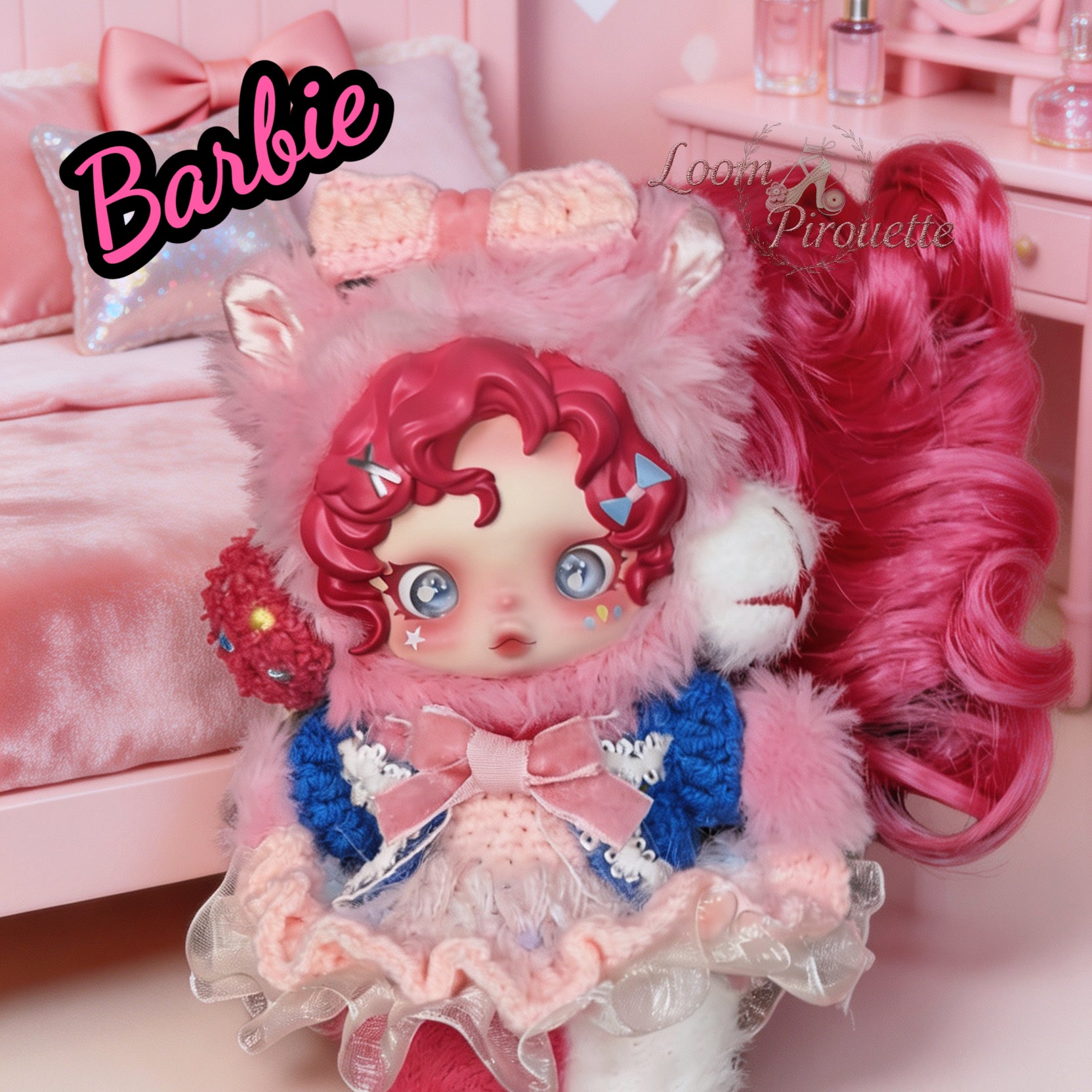 Skullpanda Handmade Clothes Set Outfit | Barbie (Both the hat and the bow headpiece are included. ✨)