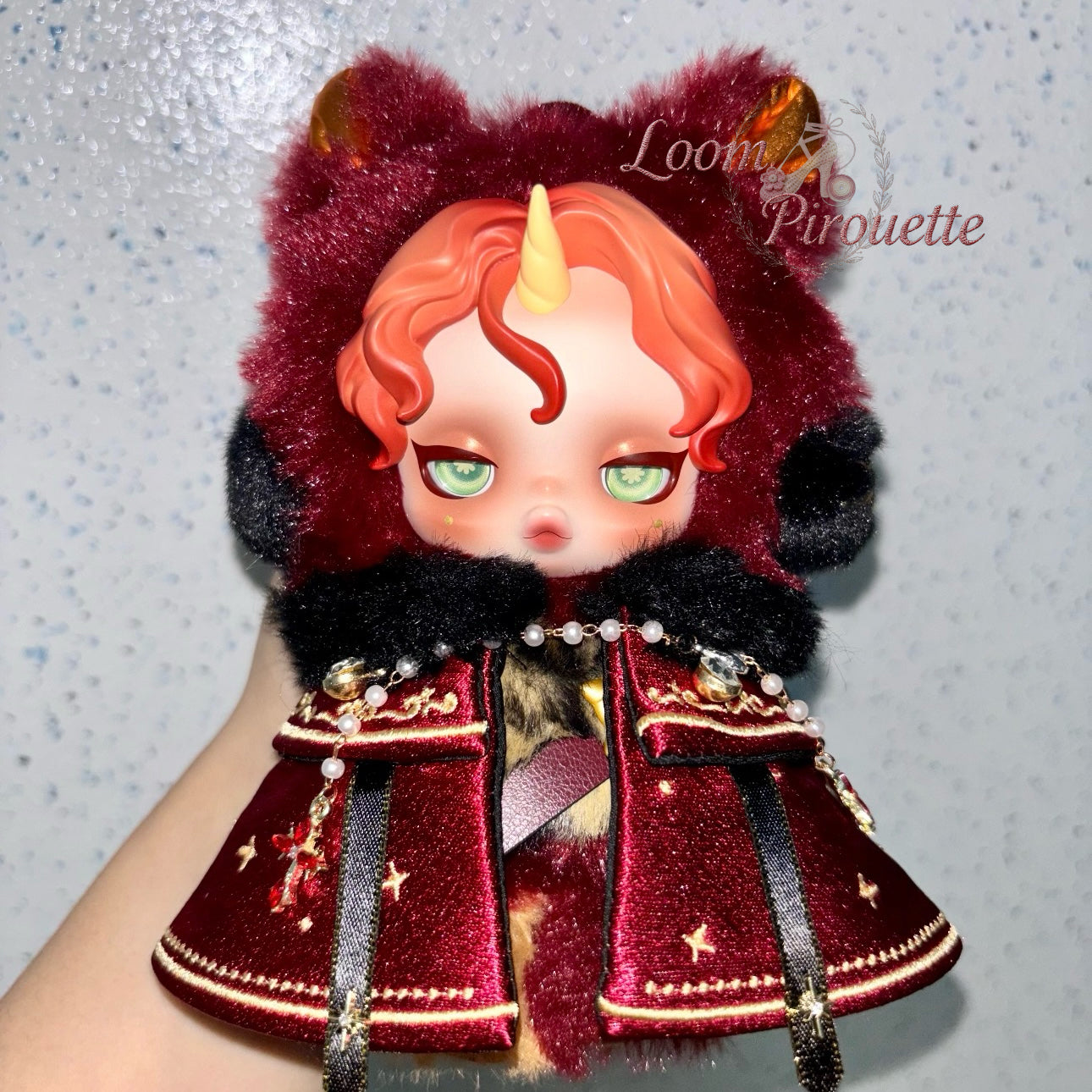 Skullpanda Handmade Clothes Set Outfit | Red Cloak (comes with a golden hair accessory)