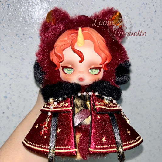 Skullpanda Handmade Clothes Set Outfit | Red Cloak (comes with a golden hair accessory)