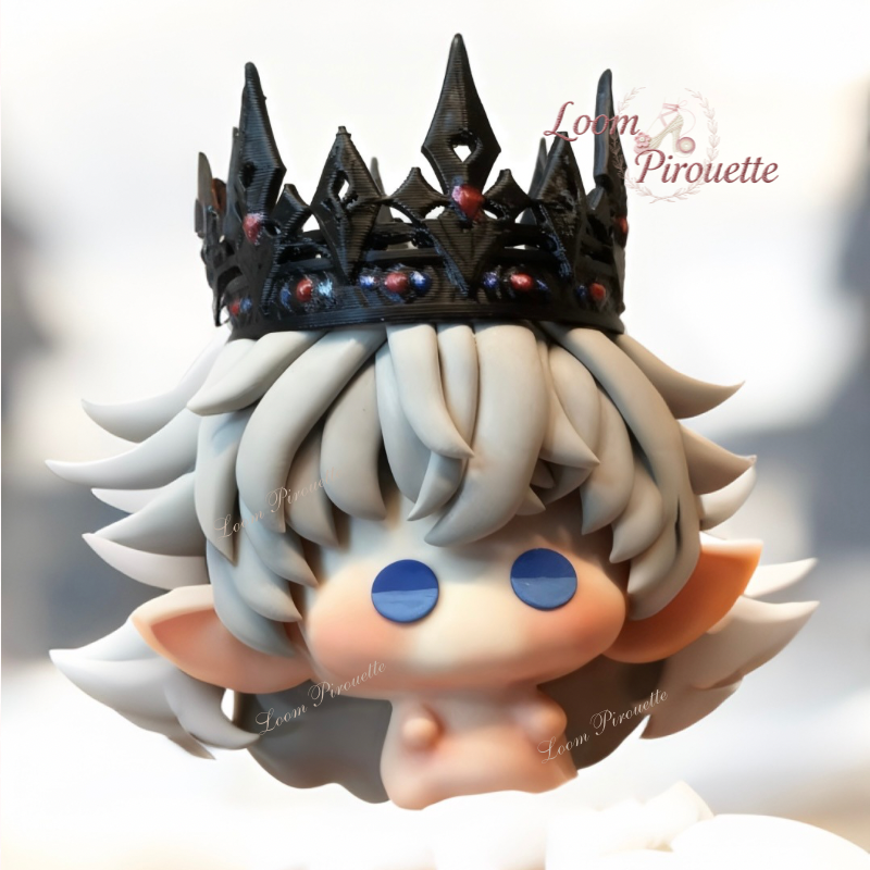Handmade Clay Squishy Toy｜White Hair with Crown